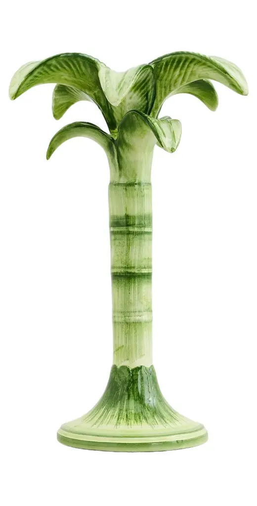 LES OTTOMANS Green Palm Candlestick Holder Green One Size | Image 1 LES OTTOMANS Green Palm Candlestick Holder Green One Size | Image 1