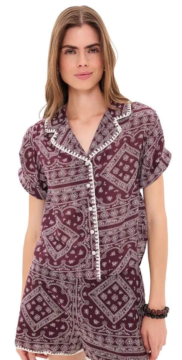 Veronica Beard Jean Ilene Button Down Shirt Raisin/Dove | Image 1 Veronica Beard Jean Ilene Button Down Shirt Raisin/Dove | Image 1