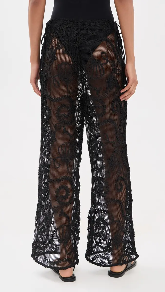 Ganni Embroidered Net Tie Trousers | Thumbnail 3 Ganni Embroidered Net Tie Trousers | Thumbnail 3