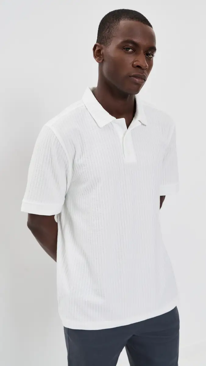 Rhone Casual Seersucker Polo Top White Onyx | Thumbnail 2 Rhone Casual Seersucker Polo Top White Onyx | Thumbnail 2