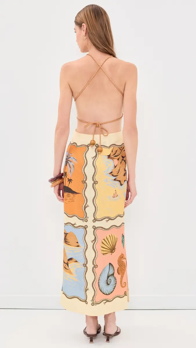 Farm Rio Souvenir Scarf Linen Maxi Dress | Thumbnail 3 Farm Rio Souvenir Scarf Linen Maxi Dress | Thumbnail 3
