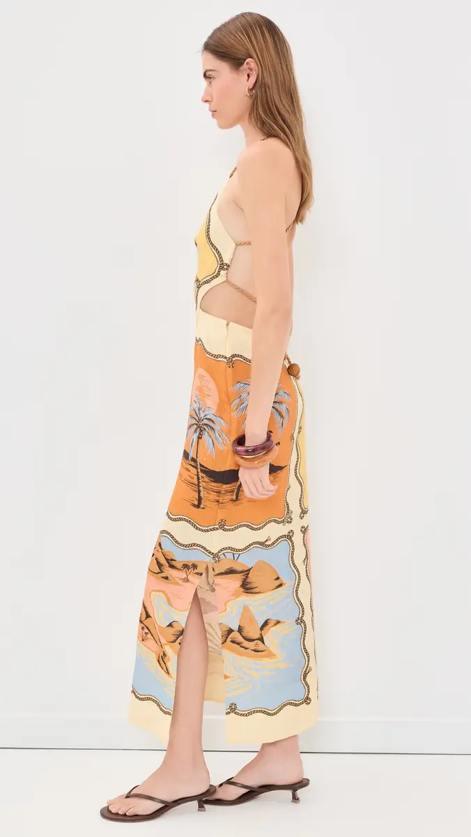 Farm Rio Souvenir Scarf Linen Maxi Dress | Thumbnail 4 Farm Rio Souvenir Scarf Linen Maxi Dress | Thumbnail 4