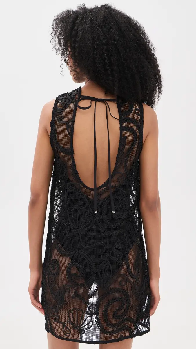 Ganni Embroidered Net Boxy Mini Dress | Thumbnail 3 Ganni Embroidered Net Boxy Mini Dress | Thumbnail 3