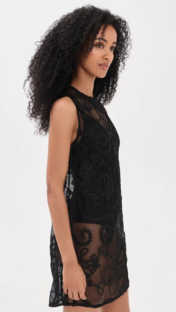 Ganni Embroidered Net Boxy Mini Dress | Thumbnail 4 Ganni Embroidered Net Boxy Mini Dress | Thumbnail 4