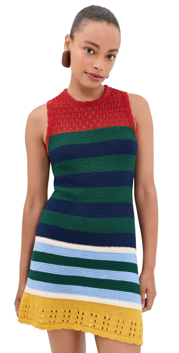 SIMONMILLER Yvonne Knit Mini Dress Brick Stripe Combo | Image 1 SIMONMILLER Yvonne Knit Mini Dress Brick Stripe Combo | Image 1