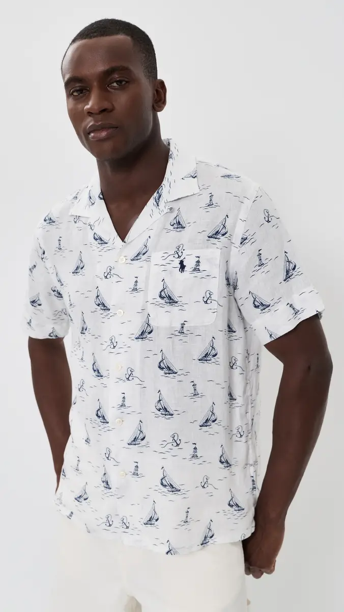 Polo Ralph Lauren Sailboat Anchor Linen Andy Camp Shirt | Thumbnail 2 Polo Ralph Lauren Sailboat Anchor Linen Andy Camp Shirt | Thumbnail 2