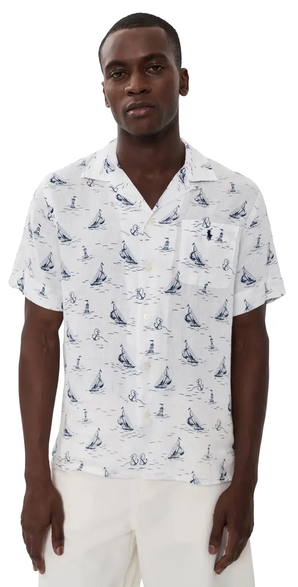Polo Ralph Lauren Sailboat Anchor Linen Andy Camp Shirt Sailboat Anchor Convo | Image 1 Polo Ralph Lauren Sailboat Anchor Linen Andy Camp Shirt Sailboat Anchor Convo | Image 1