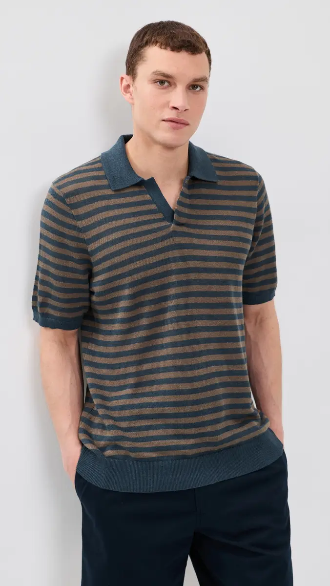 Faherty Linen Sweater Polo Top | Thumbnail 2