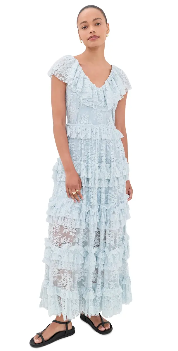 Sea Sharleen Lace V Neck Dress Sky | Image 1 Sea Sharleen Lace V Neck Dress Sky | Image 1