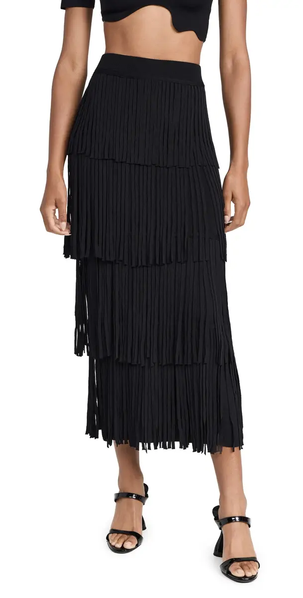 SIMONMILLER Za Za Knit Fringe Skirt Black | Image 1 SIMONMILLER Za Za Knit Fringe Skirt Black | Image 1