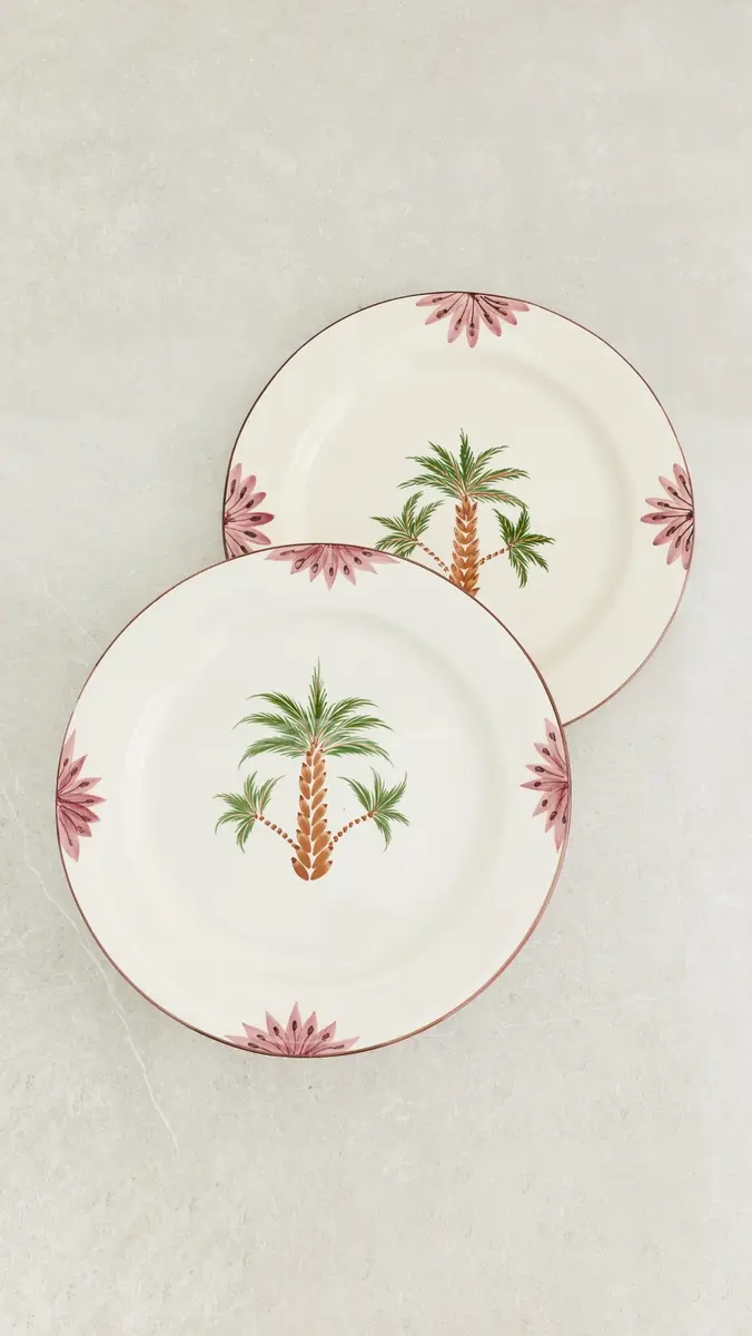 LES OTTOMANS Tree Hand Painted Ceramic Charger Plate Set | Thumbnail 2