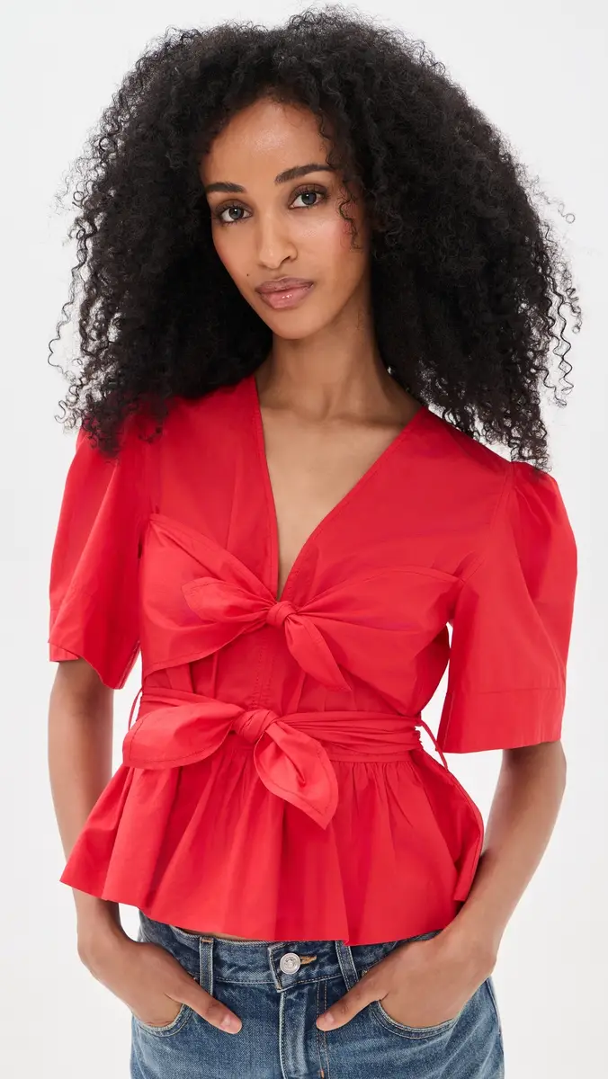 Ganni Cotton Poplin Bow Blouse | Thumbnail 2 Ganni Cotton Poplin Bow Blouse | Thumbnail 2
