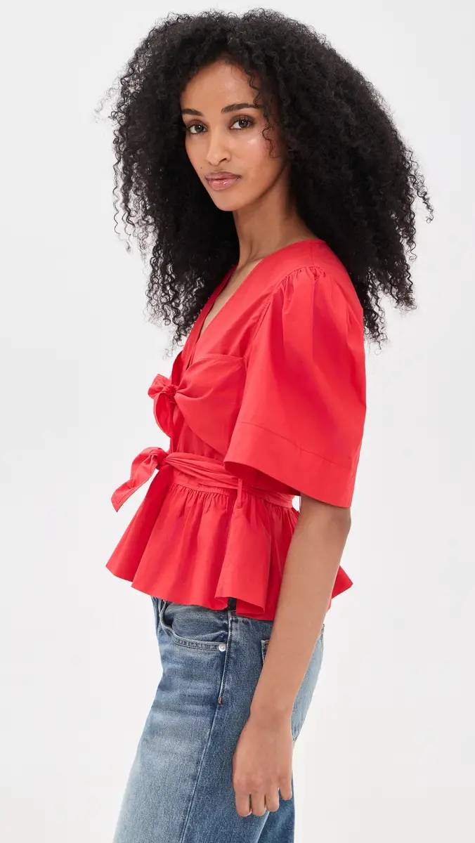 Ganni Cotton Poplin Bow Blouse | Thumbnail 4 Ganni Cotton Poplin Bow Blouse | Thumbnail 4