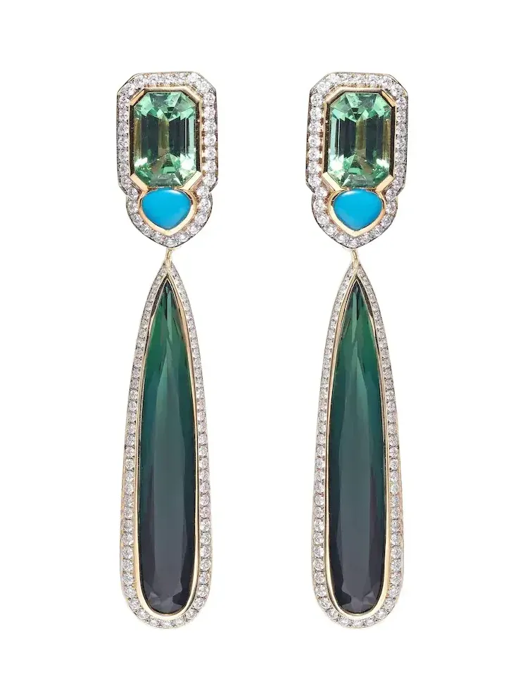 Quarta 18kt gold drop earrings with gemstones