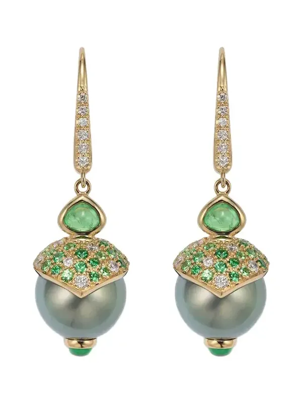 Servera 18kt gold drop earrings with gemstones Servera 18kt gold drop earrings with gemstones