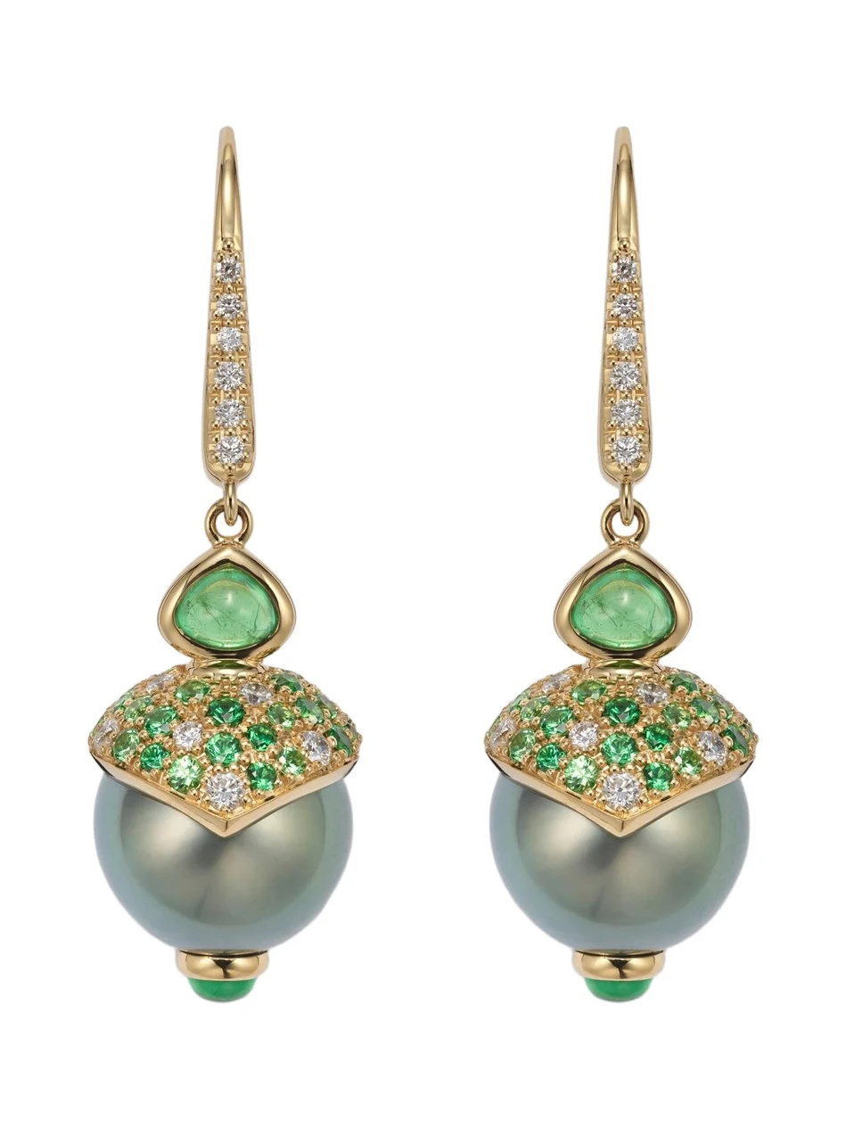 Servera 18kt gold drop earrings with gemstones