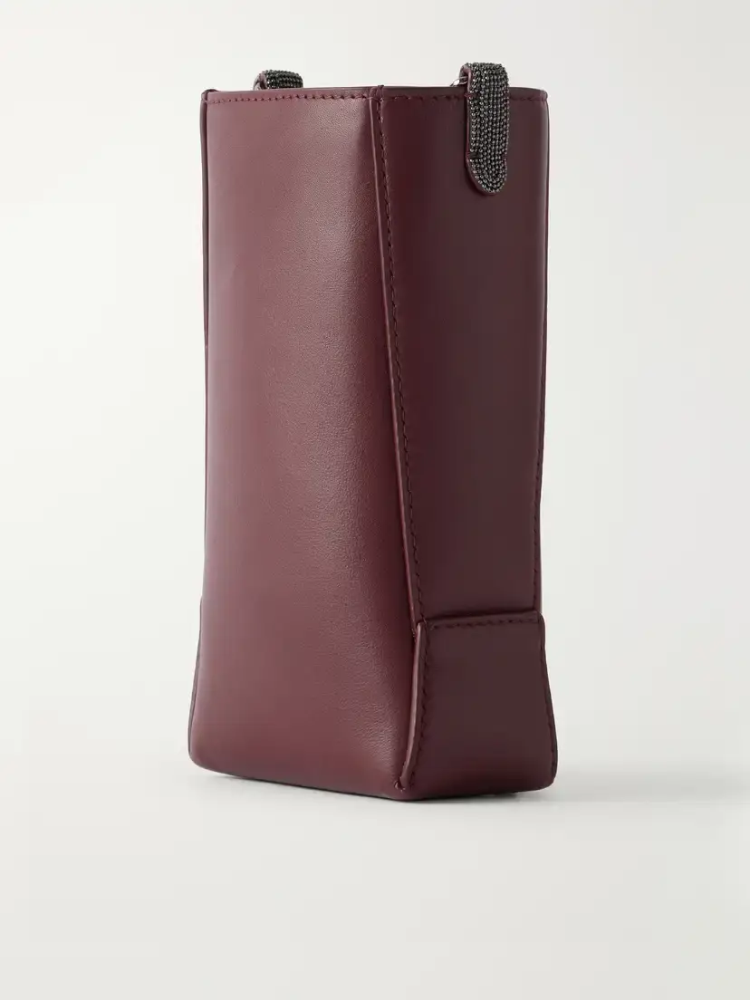 Brunello Cucinelli Bead-embellished Leather Pouch | Thumbnail 4