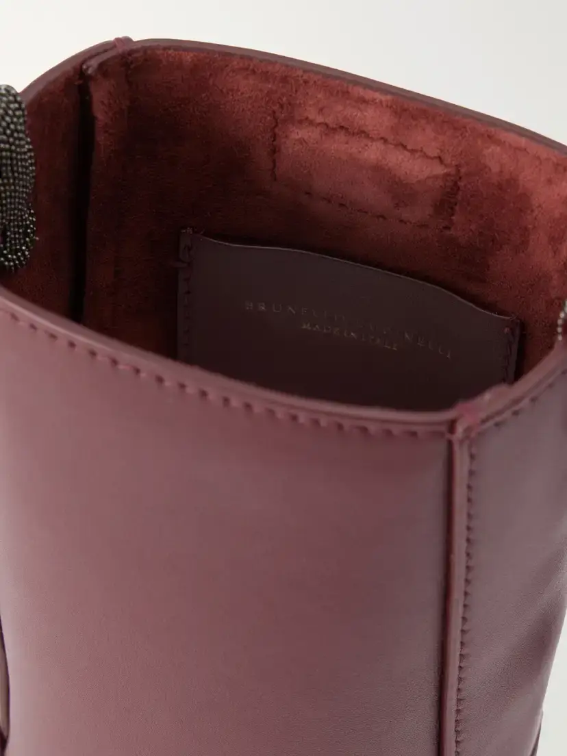 Brunello Cucinelli Bead-embellished Leather Pouch | Thumbnail 6