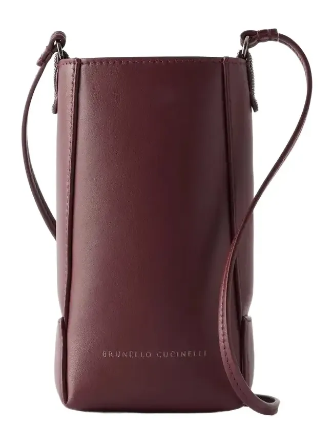 Bead-embellished Leather Pouch