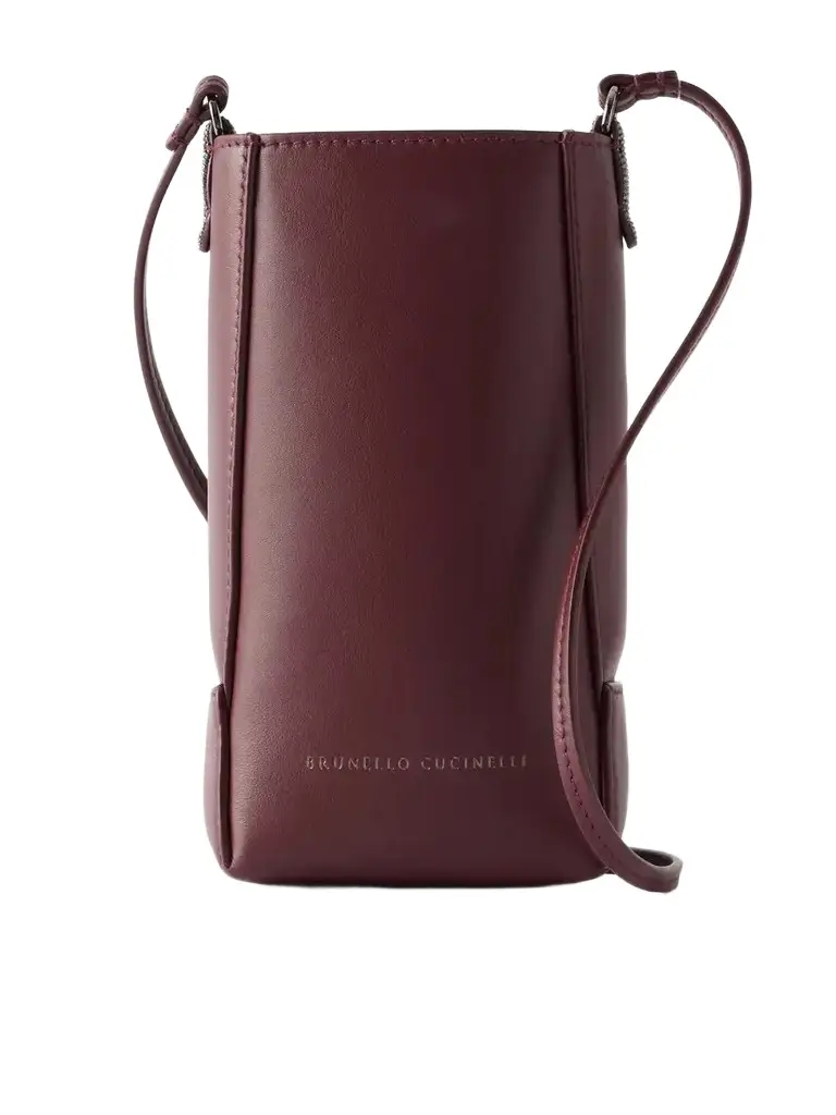 Brunello Cucinelli Bead-embellished Leather Pouch | Image 1 Brunello Cucinelli Bead-embellished Leather Pouch | Image 1
