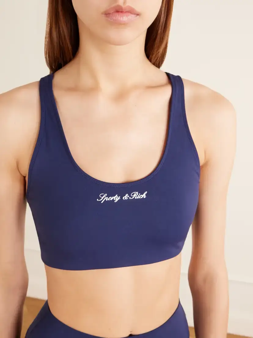 Sporty & Rich Logo-appliquéd Stretch Sports Bra | Thumbnail 4 Sporty & Rich Logo-appliquéd Stretch Sports Bra | Thumbnail 4