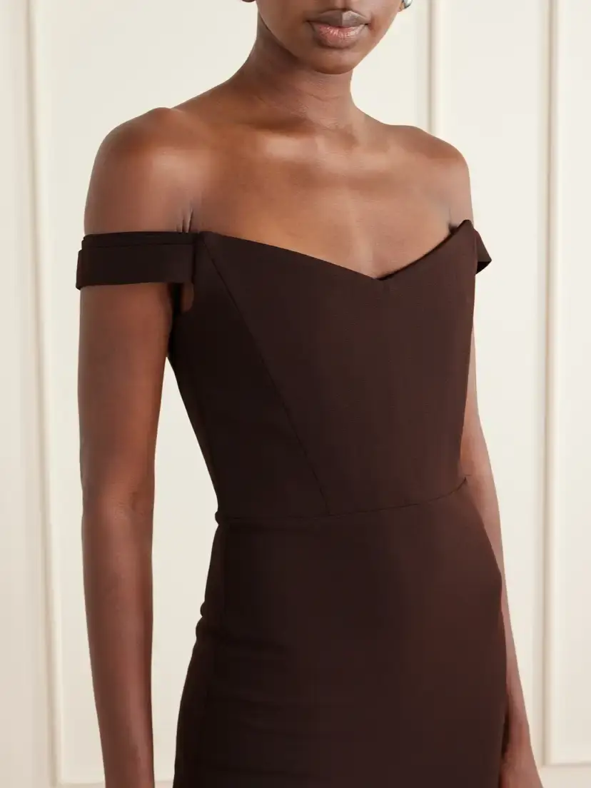 Alex Perry Off-the-shoulder Crepe Midi Dress | Thumbnail 4 Alex Perry Off-the-shoulder Crepe Midi Dress | Thumbnail 4