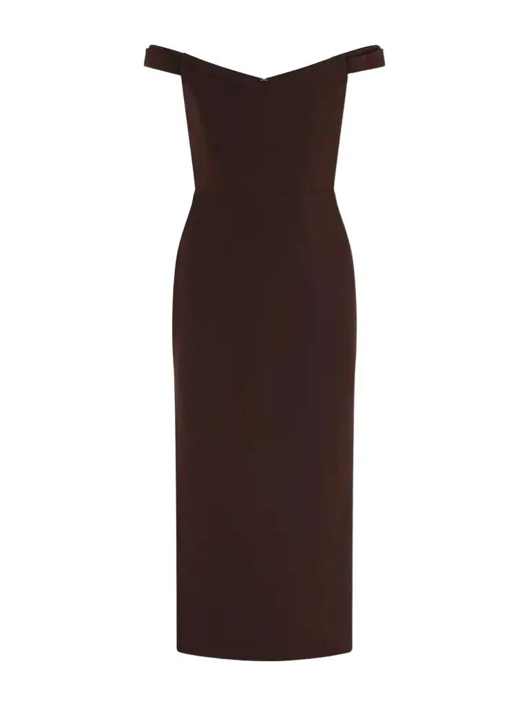 Alex Perry Off-the-shoulder Crepe Midi Dress | Image 1 Alex Perry Off-the-shoulder Crepe Midi Dress | Image 1