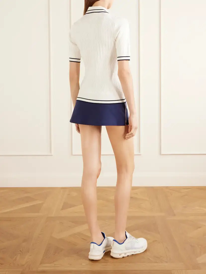 Sporty & Rich Embroidered Cable-knit Polo Shirt | Thumbnail 3