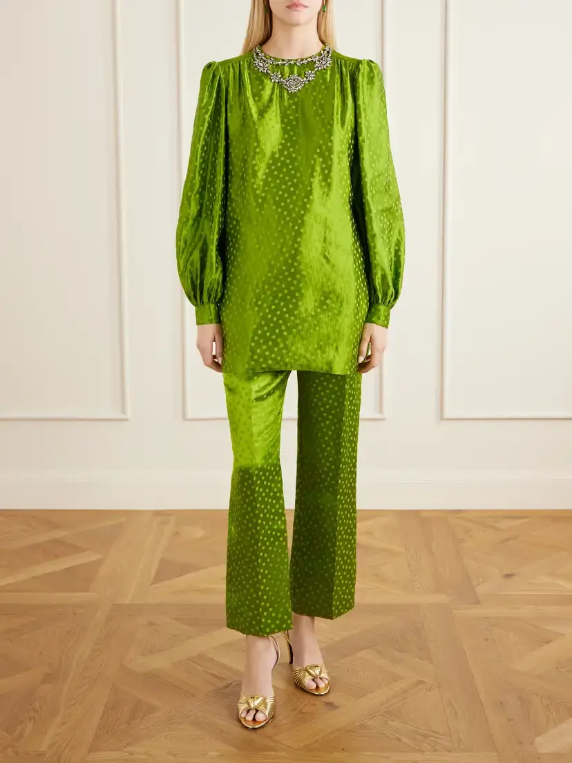 Valentino Garavani Polka-dot Jacquard Linen And Silk-blend Straight-leg Pants | Thumbnail 2