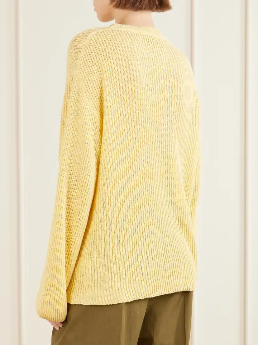 Another Tomorrow Cotton And Linen-blend Sweater - Yellow | Thumbnail 4
