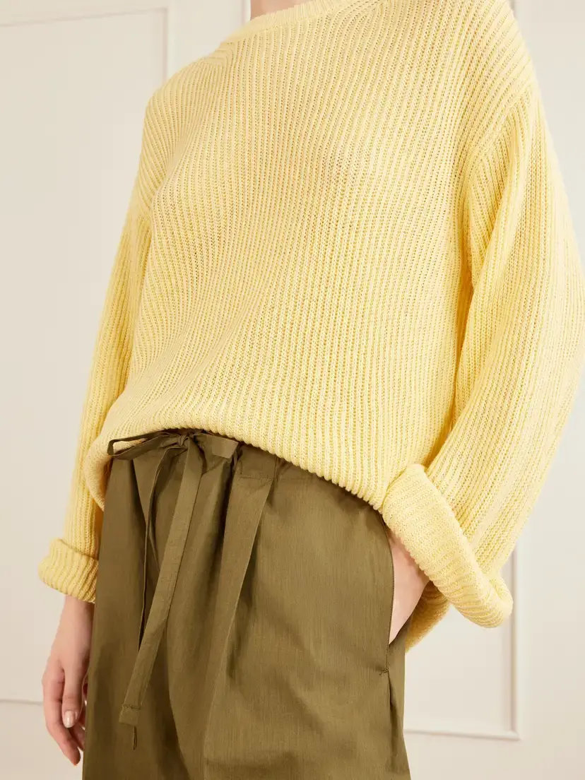 Another Tomorrow Cotton And Linen-blend Sweater - Yellow | Thumbnail 5