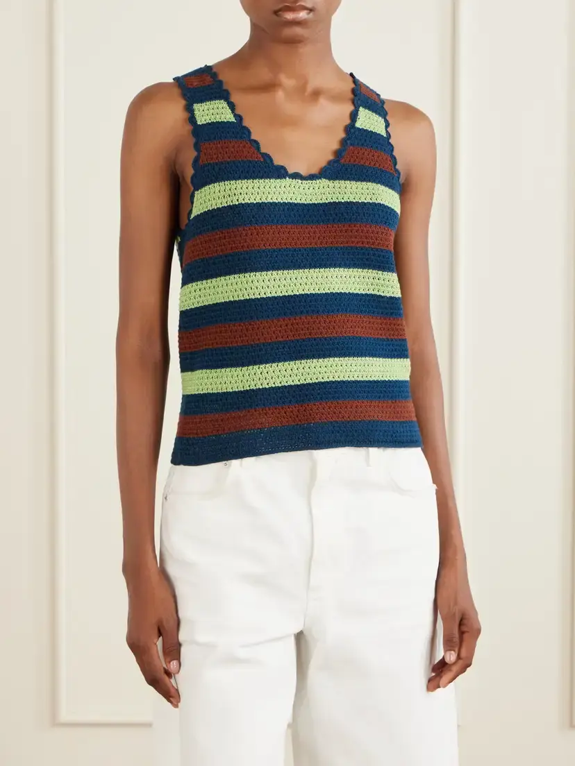 ESCVDO Santos Striped Crochet-knit Cotton Tank | Thumbnail 3 ESCVDO Santos Striped Crochet-knit Cotton Tank | Thumbnail 3