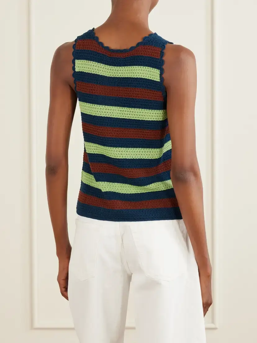 ESCVDO Santos Striped Crochet-knit Cotton Tank | Thumbnail 4 ESCVDO Santos Striped Crochet-knit Cotton Tank | Thumbnail 4