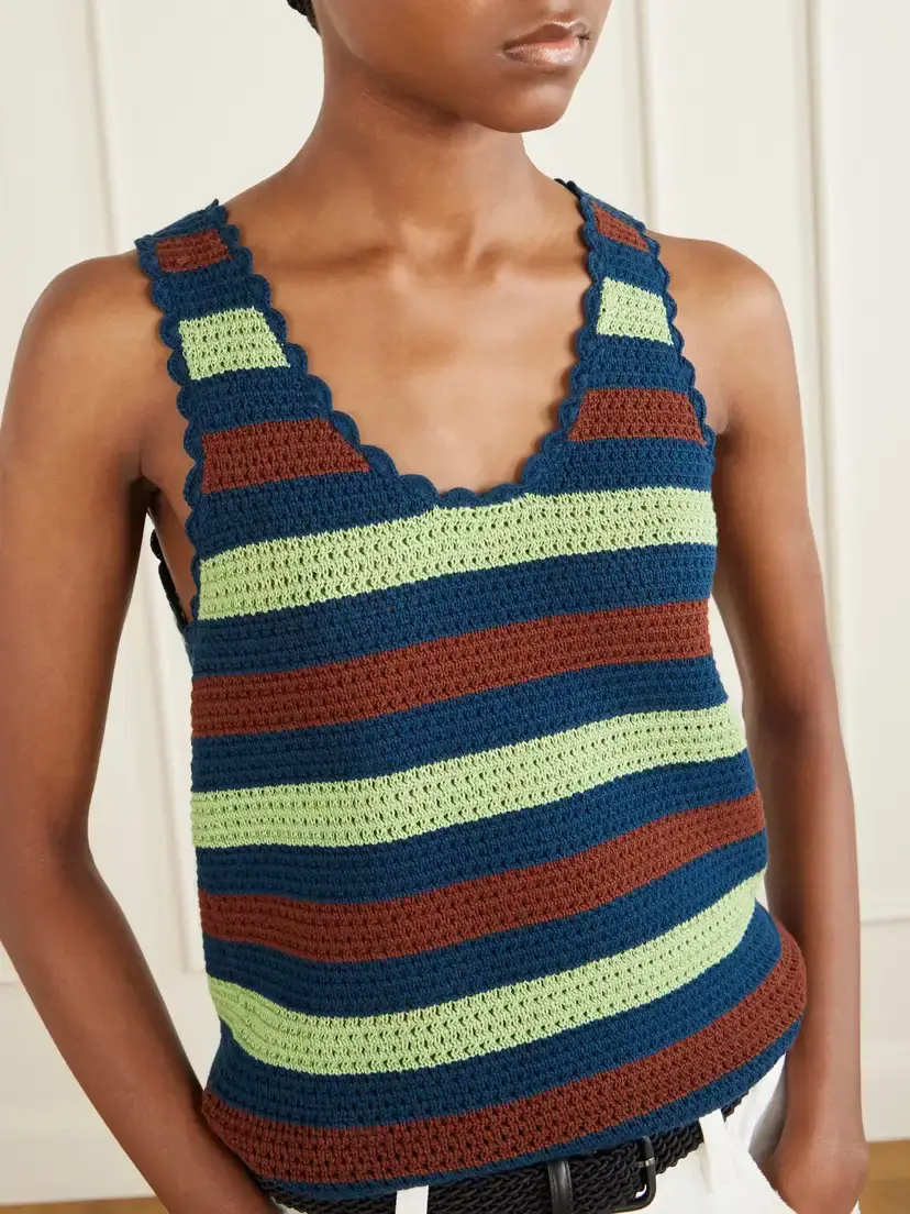 ESCVDO Santos Striped Crochet-knit Cotton Tank | Thumbnail 5 ESCVDO Santos Striped Crochet-knit Cotton Tank | Thumbnail 5