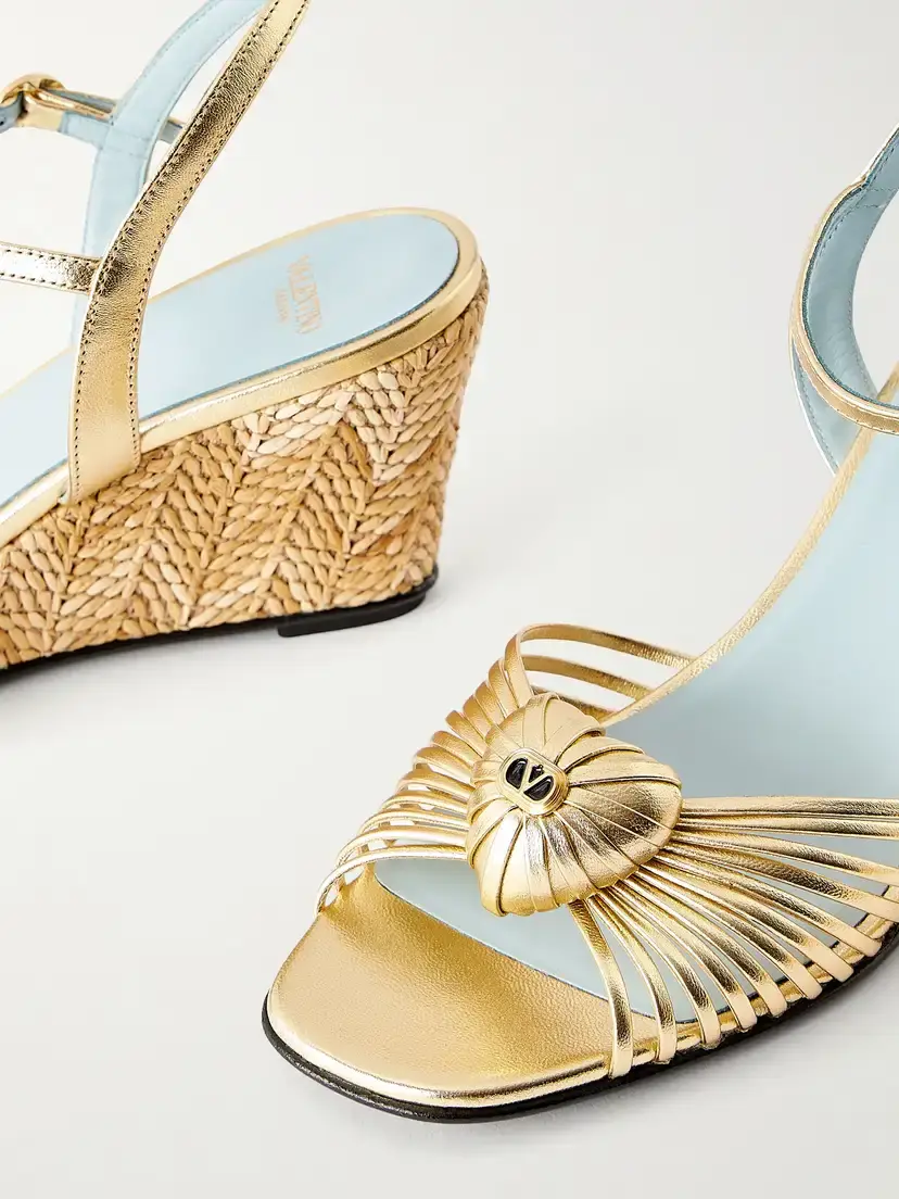 Valentino Garavani Coeur Royal 70 Embellished Leather Wedge Sandals | Thumbnail 5
