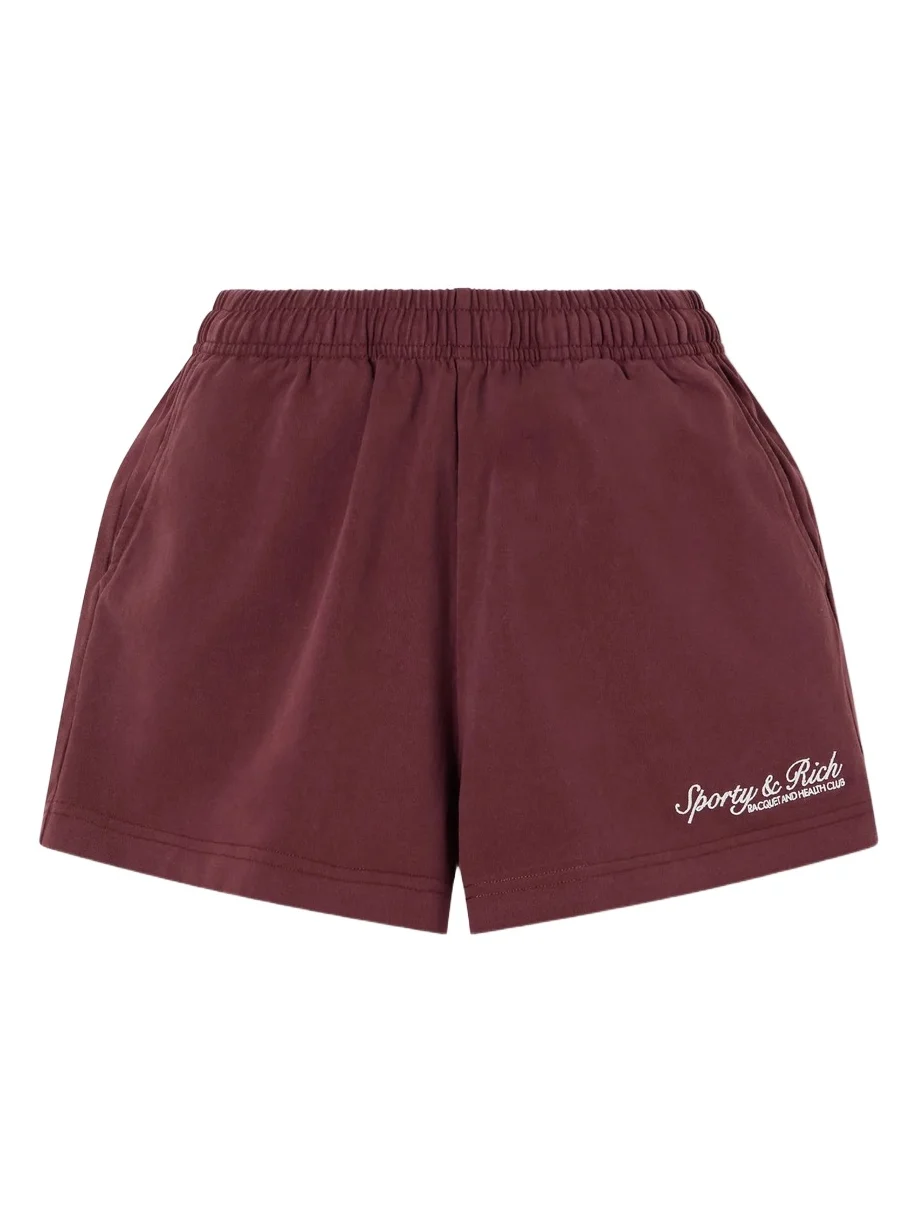Sporty & Rich Syracuse Logo-embroidered Cotton-fleece Shorts