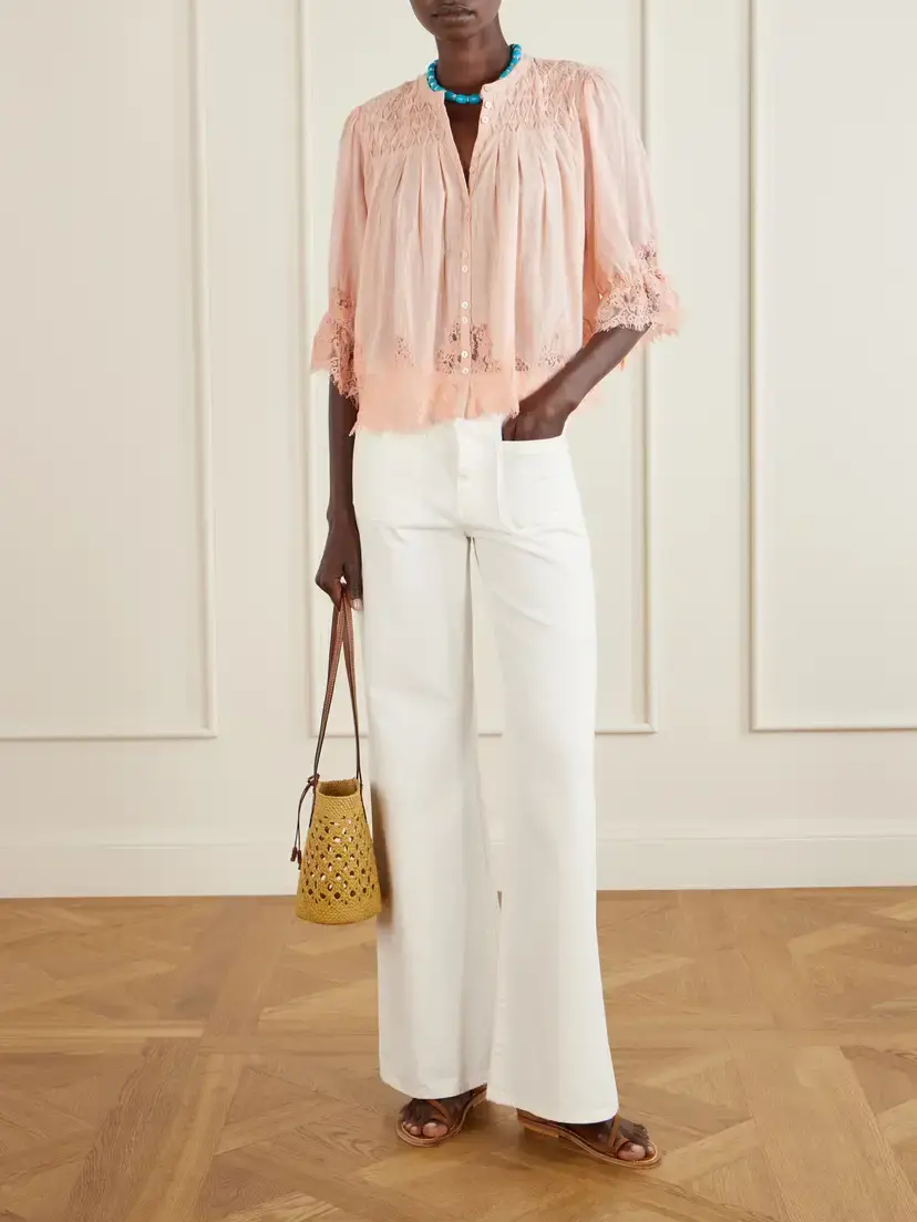 Rixo Erika Shirred Lace-trimmed Cotton-voile Blouse | Thumbnail 2 Rixo Erika Shirred Lace-trimmed Cotton-voile Blouse | Thumbnail 2