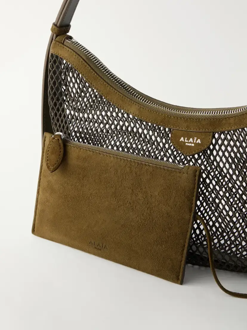 Alaïa Demi Lune Suede-trimmed Mesh Shoulder Bag | Thumbnail 4 Alaïa Demi Lune Suede-trimmed Mesh Shoulder Bag | Thumbnail 4