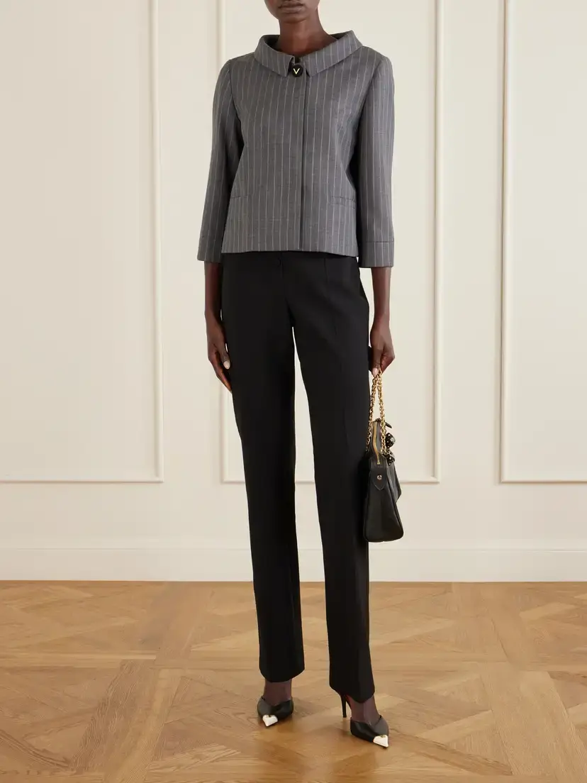 Valentino Garavani Striped Wool Grain De Poudre Jacket | Thumbnail 2 Valentino Garavani Striped Wool Grain De Poudre Jacket | Thumbnail 2