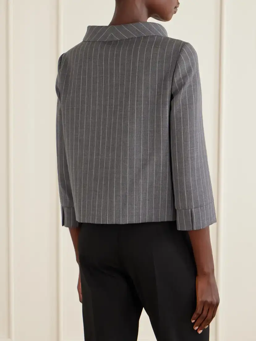 Valentino Garavani Striped Wool Grain De Poudre Jacket | Thumbnail 3 Valentino Garavani Striped Wool Grain De Poudre Jacket | Thumbnail 3