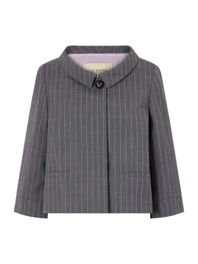 Valentino Garavani Striped Wool Grain De Poudre Jacket | Image 1 Valentino Garavani Striped Wool Grain De Poudre Jacket | Image 1