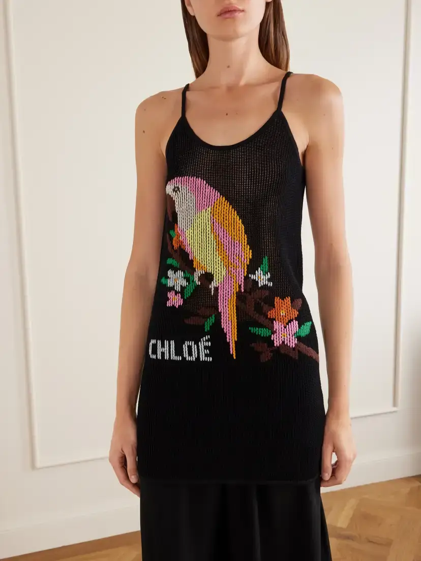 Chloé Embroidered Crocheted Cotton Mini Dress | Thumbnail 3 Chloé Embroidered Crocheted Cotton Mini Dress | Thumbnail 3