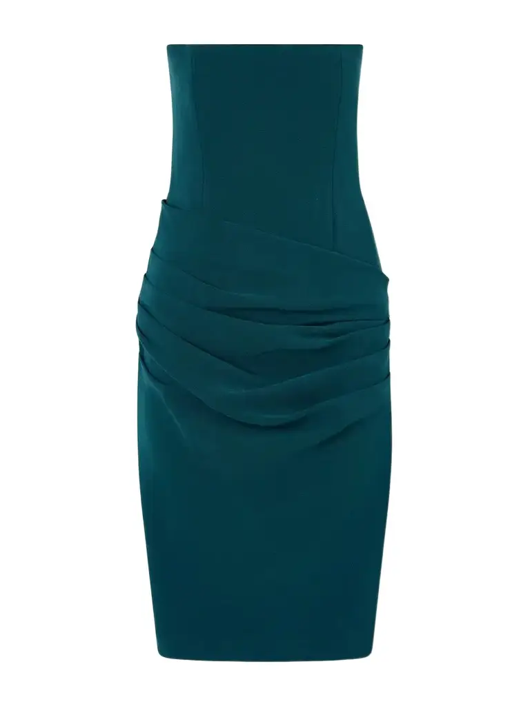Alex Perry Strapless Draped Crepe Midi Dress | Image 1 Alex Perry Strapless Draped Crepe Midi Dress | Image 1