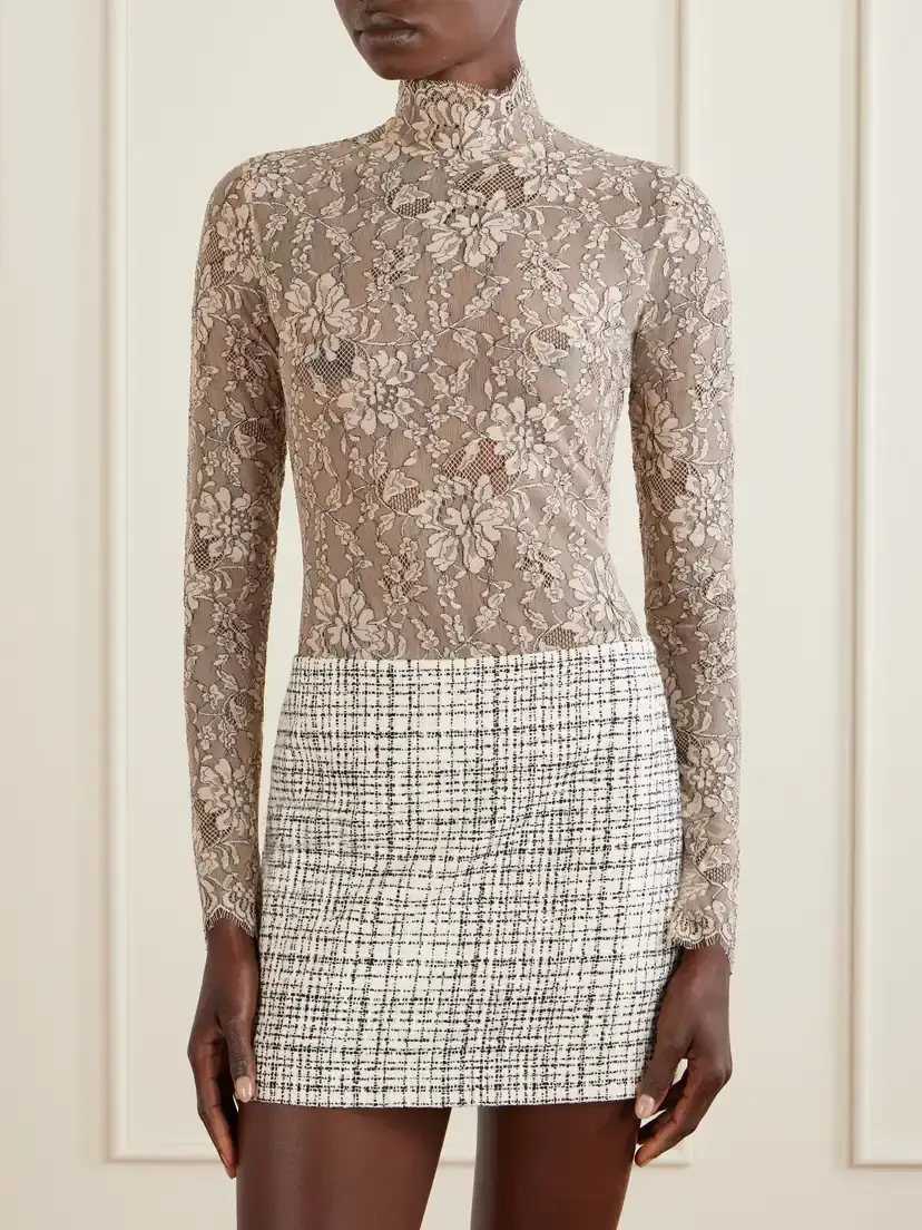 Valentino Garavani Scalloped Lace-jersey Bodysuit | Thumbnail 3 Valentino Garavani Scalloped Lace-jersey Bodysuit | Thumbnail 3