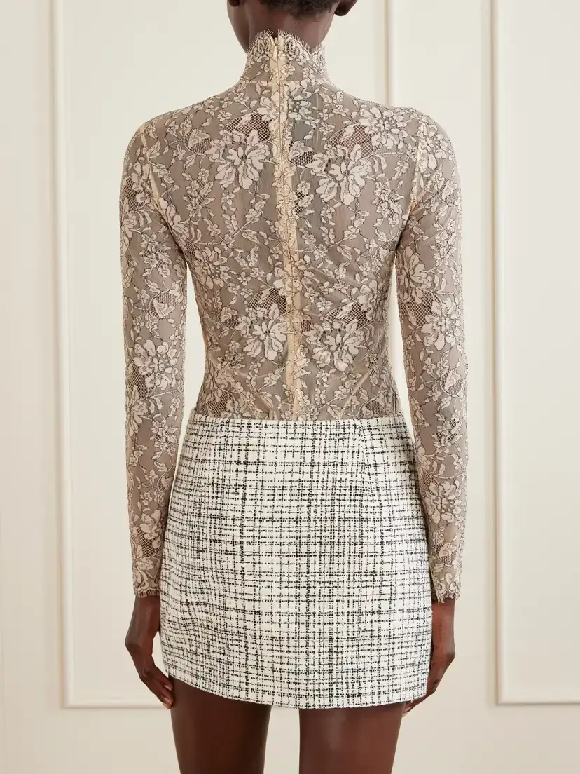Valentino Garavani Scalloped Lace-jersey Bodysuit | Thumbnail 4 Valentino Garavani Scalloped Lace-jersey Bodysuit | Thumbnail 4