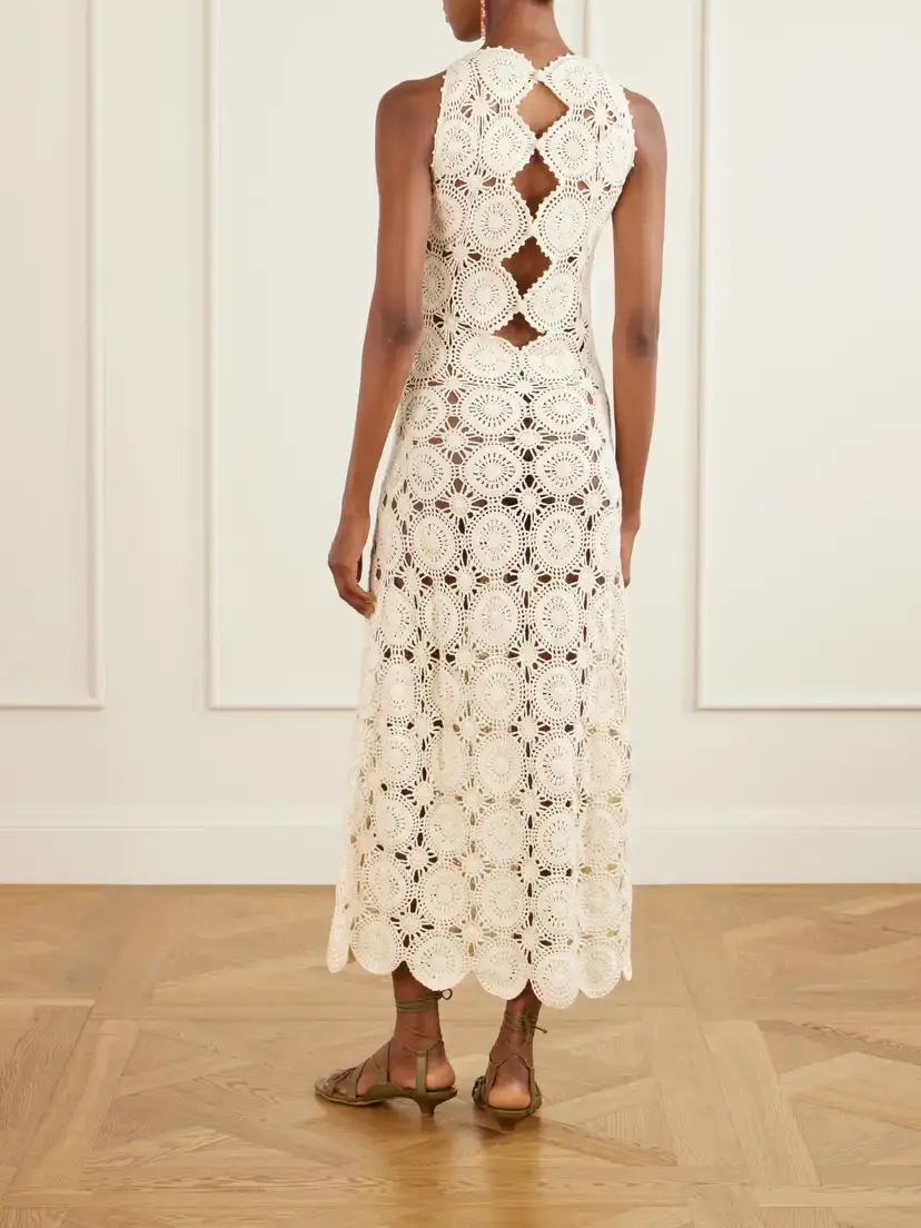 ESCVDO Siula Crocheted Cotton Halterneck Maxi Dress | Thumbnail 3 ESCVDO Siula Crocheted Cotton Halterneck Maxi Dress | Thumbnail 3