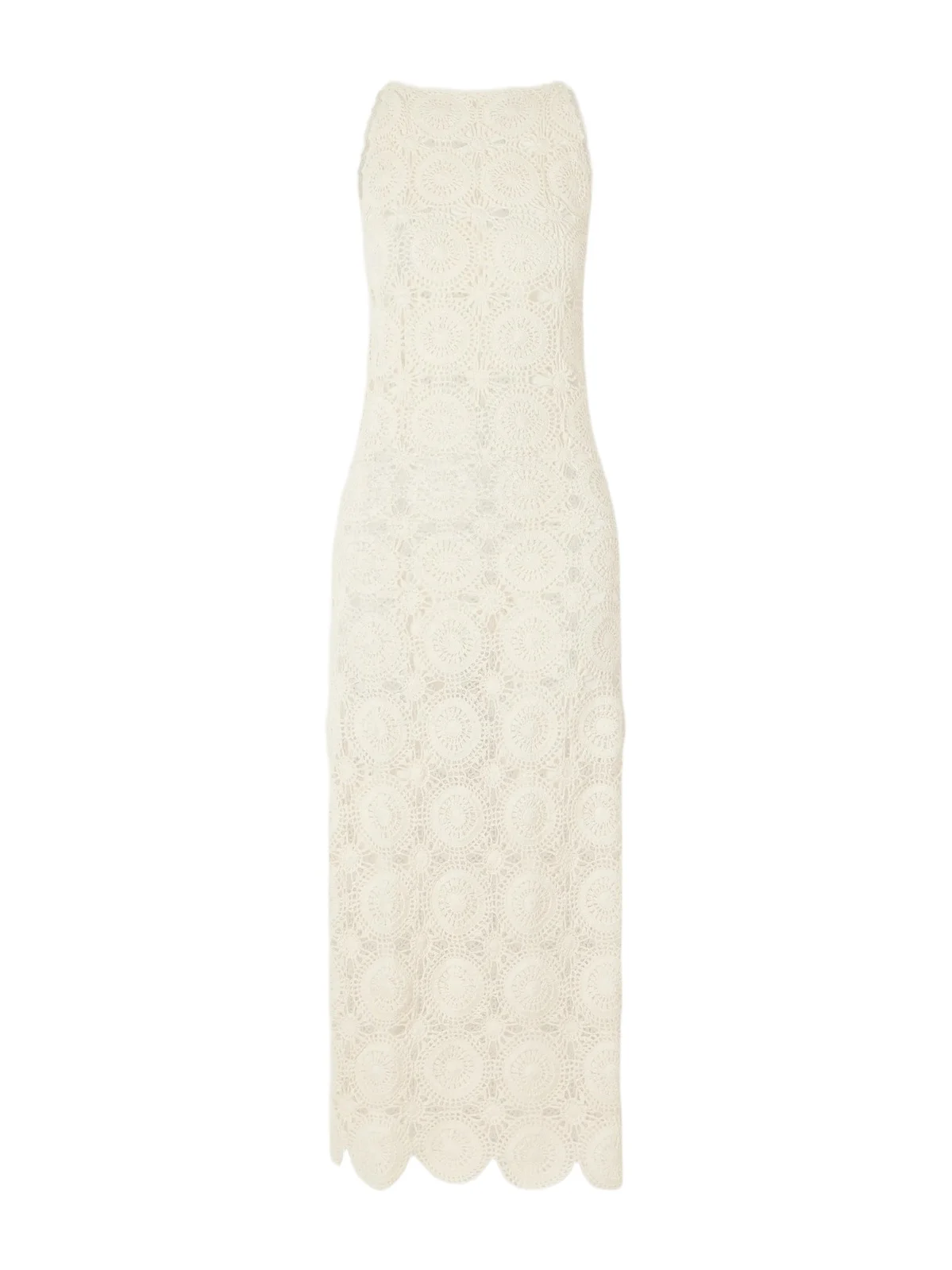 ESCVDO Siula Crochet-knit Cotton Halterneck Maxi Dress