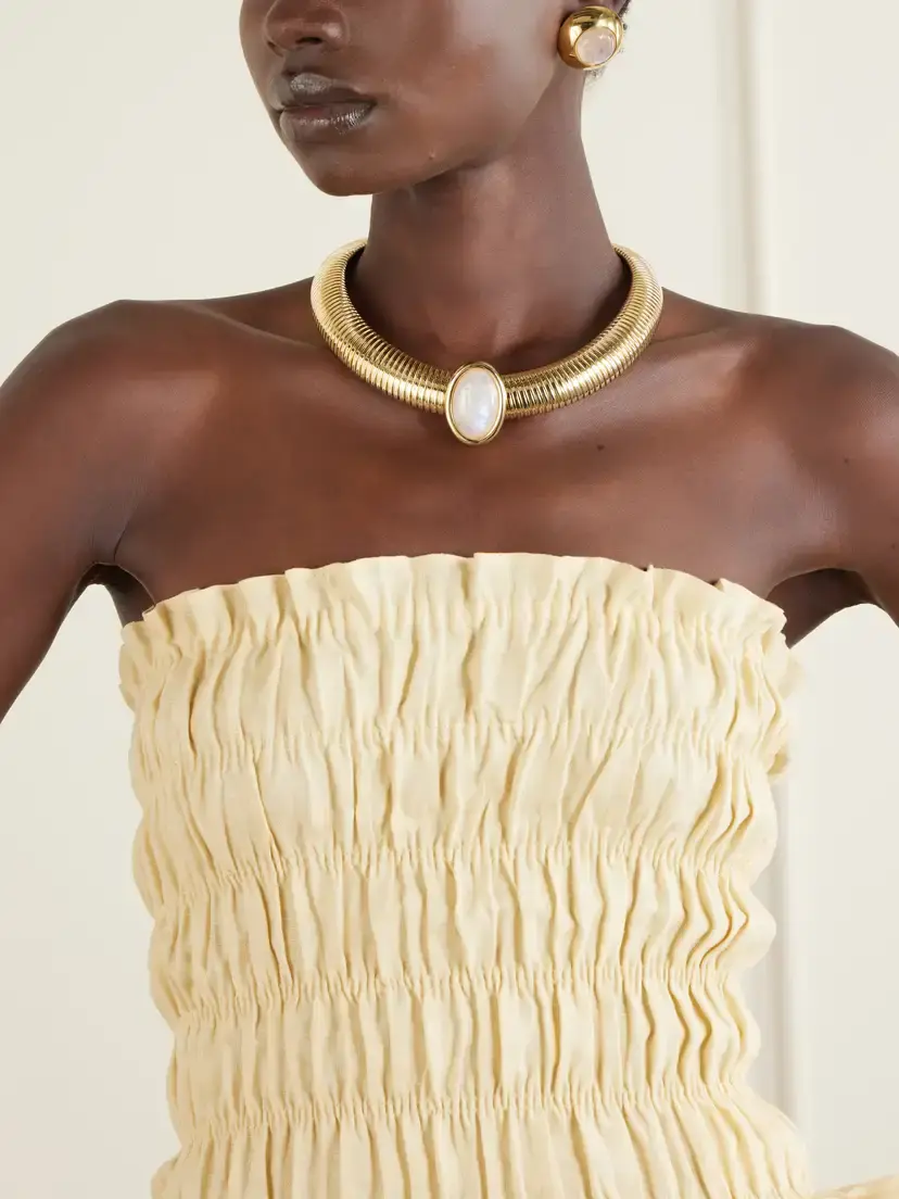 Julietta Opyum Gold-pleated Moonstone Necklace | Thumbnail 2