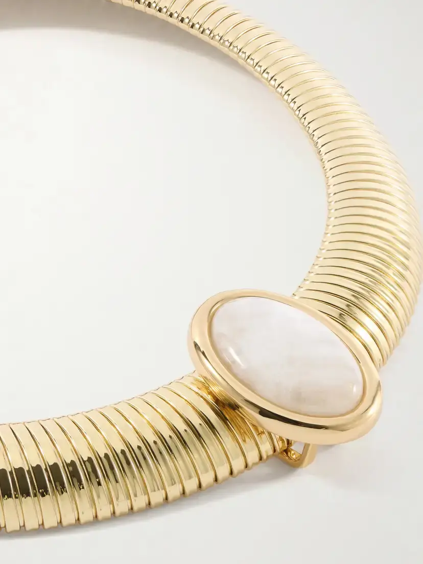Julietta Opyum Gold-pleated Moonstone Necklace | Thumbnail 4