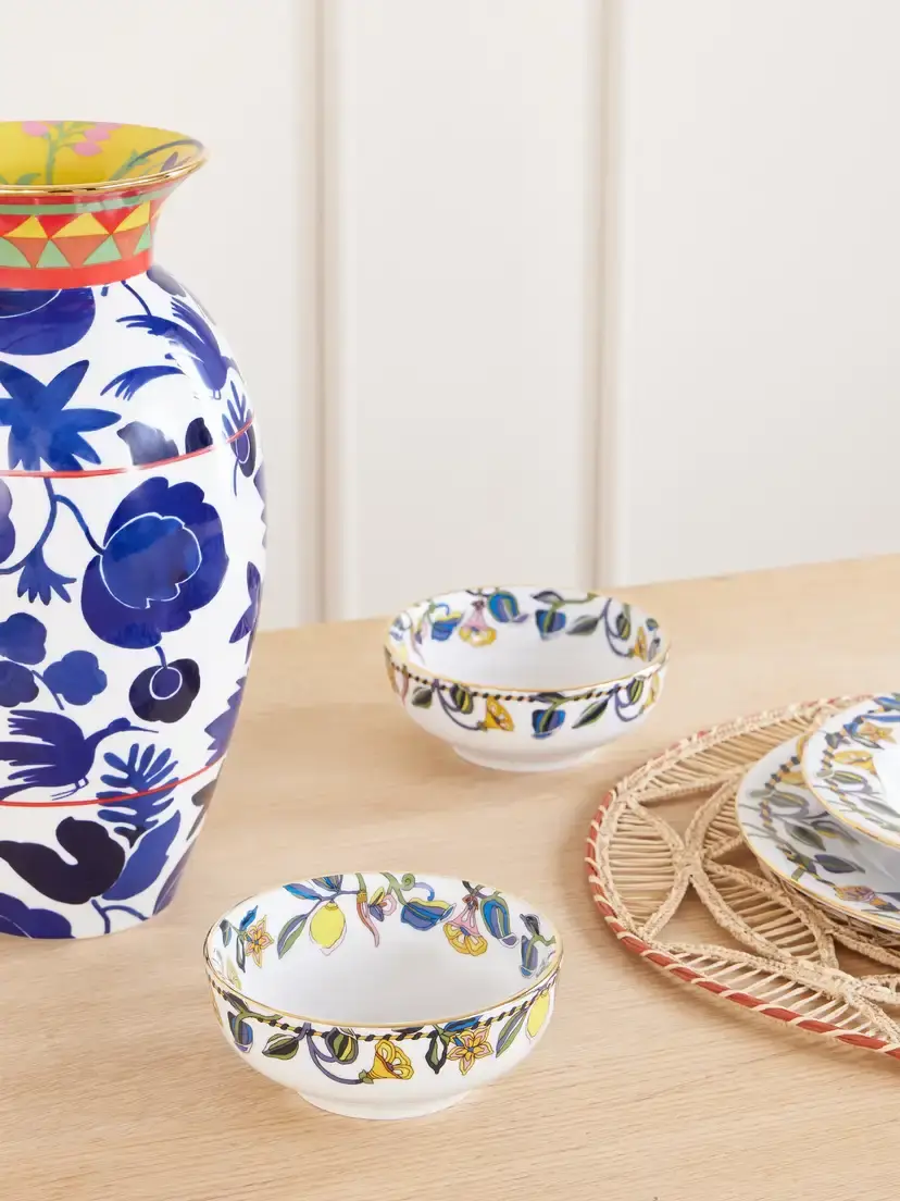 La DoubleJ Set Of Two Gold-plated Porcelain Snack Bowls | Thumbnail 2